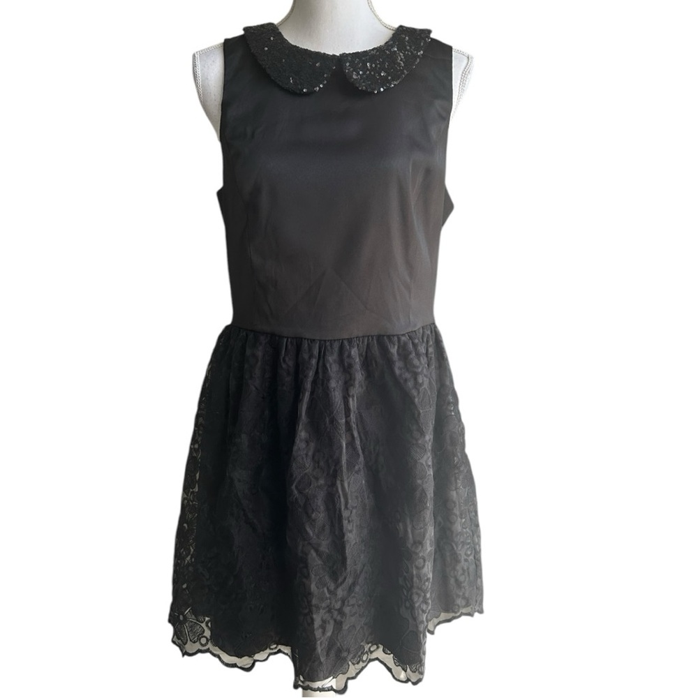 KENSIE Black Dress With Sequin Collar
